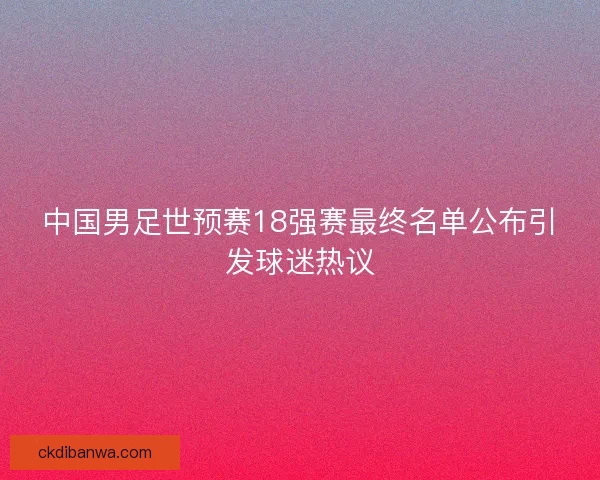 中国男足世预赛18强赛最终名单公布引发球迷热议